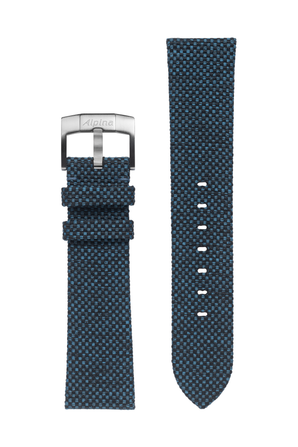 22MM -  Bracelet RPT (bouteilles en plastique recyclées) bleu et noir 